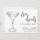 Funny Modern Cocktail Sketch Trendy Foto Wedding Save The Date (Vorderseite)
