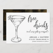 Funny Modern Cocktail Sketch Trendy Foto Wedding Save The Date (Vorne/Hinten)