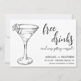 Funny Modern Cocktail Sketch Trendy Foto Wedding Save The Date