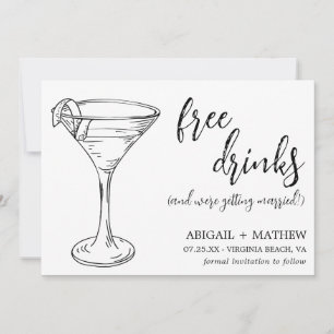 Funny Modern Cocktail Sketch Trendy Foto Wedding Save The Date