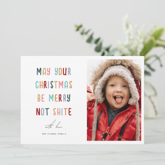 Funny Modern Colorful Foto Frohe Weihnachten (Stehend Vorderseite)