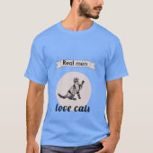 Funny Modern Daddy Liebe Cat Blue Black T-Shirt (Vorderseite)