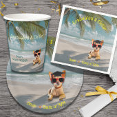 Funny Modern Dog Beach Abschluss Papierplatte Pappteller
