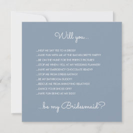 Funny Modern Dusty Blue Script Bridesmaid Vorschla Einladung