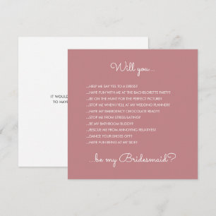 Funny Modern Dusty Rose Script Bridesmaid Vorschla Einladung