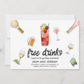Funny Modern Einzigartig Foto Free Drinks Wedding Save The Date (Vorderseite)