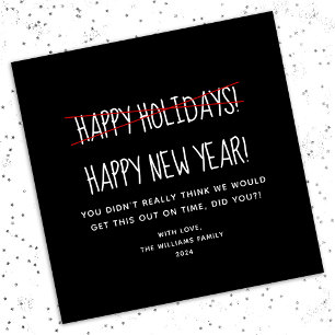 Funny Modern Happy New Year Black Holiday Card Feiertagskarte