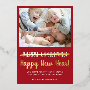 Funny Modern Happy New Year Folien Feiertagskarte
