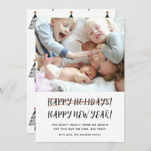 Funny Modern Happy New Year Foto Holiday Card Feiertagskarte
