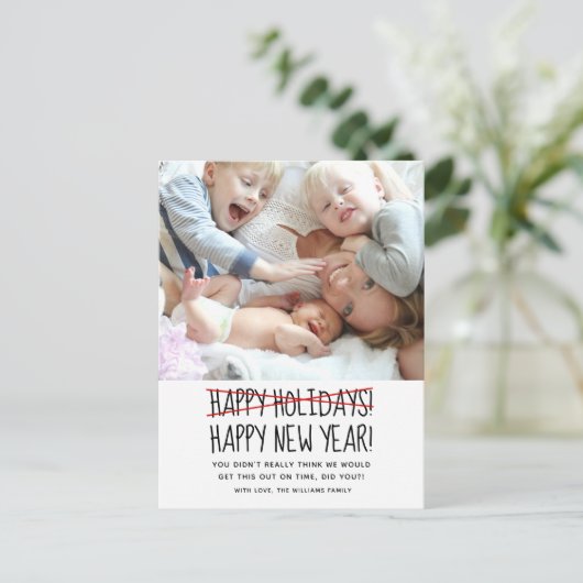 Funny Modern Happy New Year Holiday Postkarte (Stehend Vorderseite)