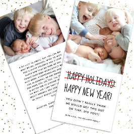 Funny Modern Late Happy New Year Holiday Card Feiertagskarte