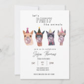 Funny Modern Llama Party Animal Birthday Einladung (Vorderseite)