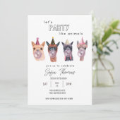 Funny Modern Llama Party Animal Birthday Einladung (Stehend Vorderseite)