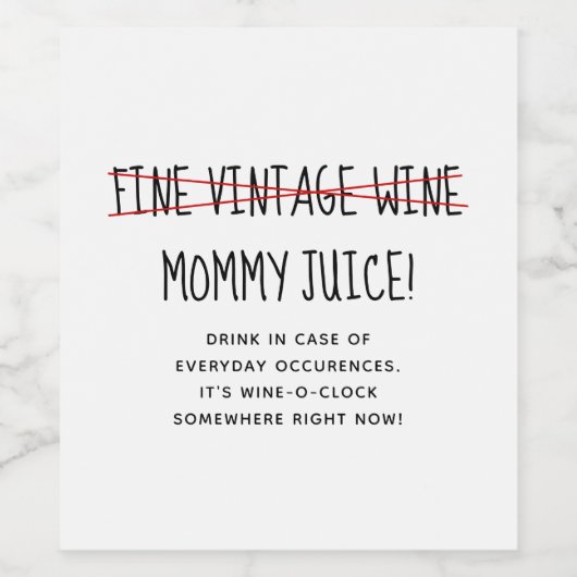 Funny Modern Mama Weinetikett (Einzelnes Label)