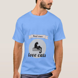 Funny Modern Men Liebe Cats Blue Black T-Shirt