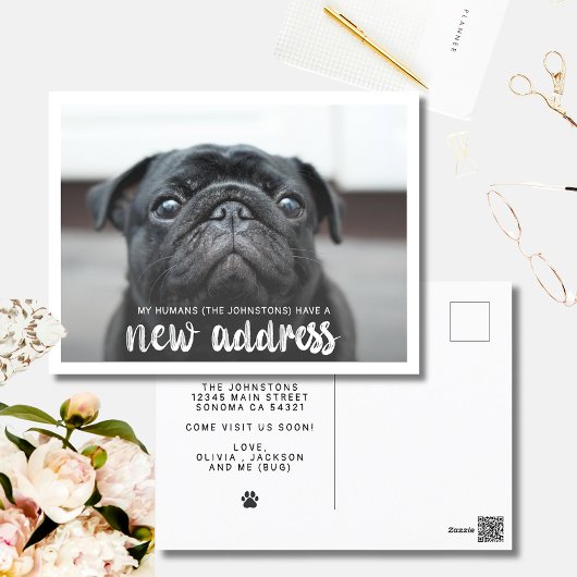 Funny Modern New Address Pet Dog Foto Postkarte