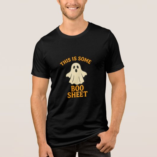 Funny Modern Niedlich Halloween Bootschild Ghost Tri-Blend Shirt (Vorderseite)