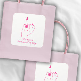 Funny Modern Pink Bachelorette Bride Ring Finger F Quadratischer Aufkleber