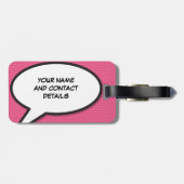 Funny Modern Pink Personalisiert Speech Blase Gepäckanhänger (Rückseite horizontal)