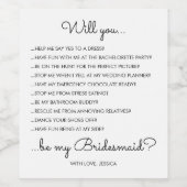 Funny Modern Script Bridesmaid Vorschlag Geschenk Weinetikett (Einzelnes Label)