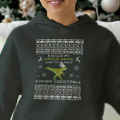 Funny Modern Script Dinosaur Winter Merry Xmas Hoodie
