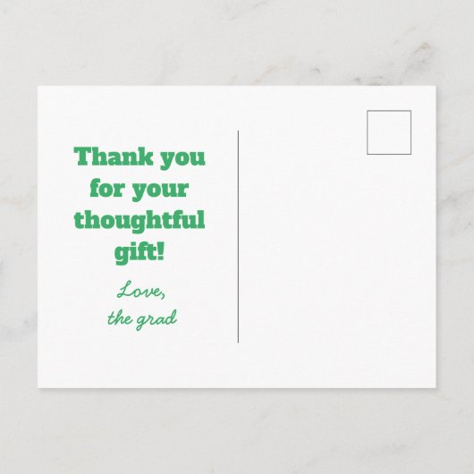 Funny Modern Typografy Abschluss Vielen Dank Postkarte (Rückseite)
