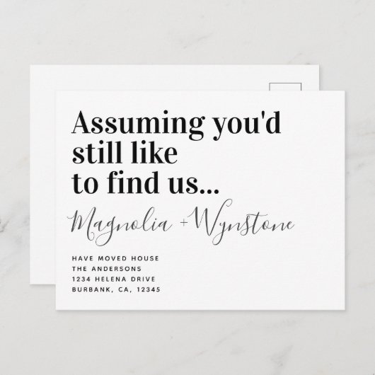 Funny Modern Typografy Moving House Ankündigungspostkarte (Vorne/Hinten)