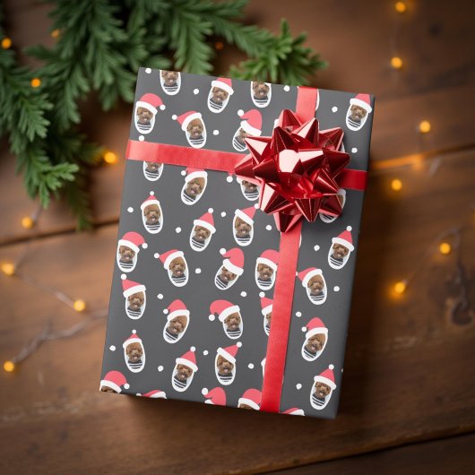 Funny Modern Weihnachtsmannmütze Family Pet Foto Geschenkpapier
