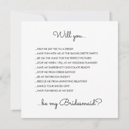 Funny Modern White Script Bridesmaid Vorschlag Einladung