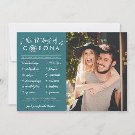 Funny Modern Zwölf Tage Corona Aquamarines Foto Feiertagskarte