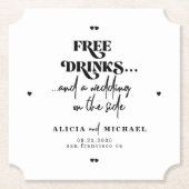 Funny moderne Getränke Hochzeit retten das Datum Untersetzer (Vorderseite)