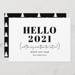 Funny moderne Typografie Hallo neues Jahr Feiertagskarte