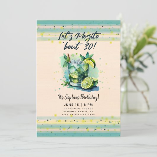 Funny Mojito über 30 Cocktails Stunde 30 Geburtsta Einladung (Stehend Vorderseite)
