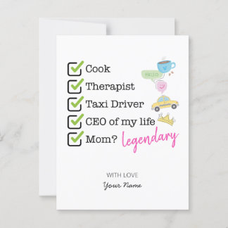 Funny Mom Checklist Postkarte