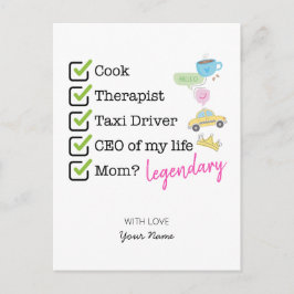 Funny Mom Checklist Postkarte