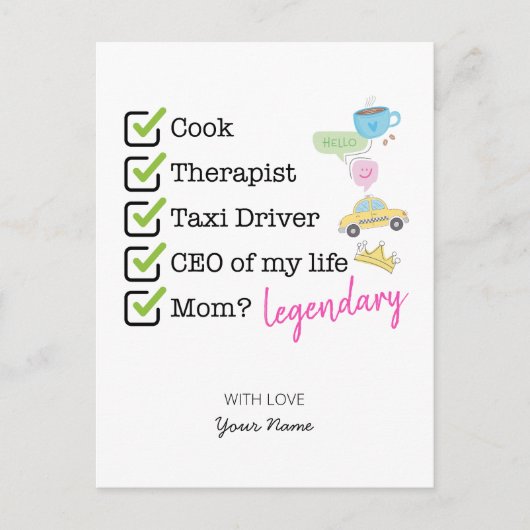 Funny Mom Checklist Postkarte (Vorderseite)