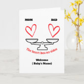Funny Mom vs Dad Balance Greeting Card - Personali Karte (Gelbe Blume)
