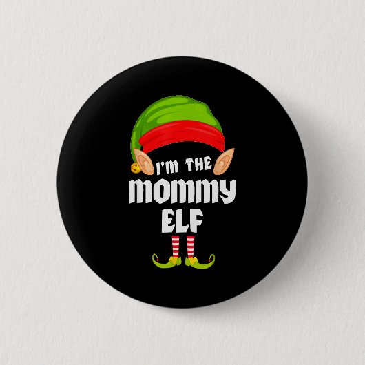 Funny Mommy Elf Matching Family Group Pj Christmas Button (Vorderseite)