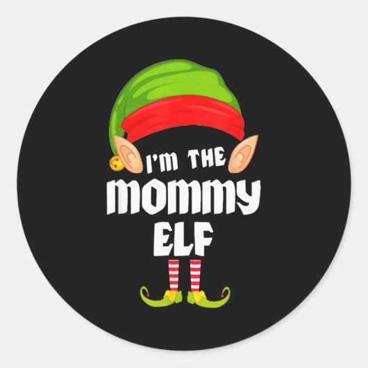 Funny Mommy Elf Matching Family Group Pj Christmas Runder Aufkleber (Vorderseite)