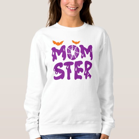 Funny "Momster" Drilling Letters Halloween Mama Sweatshirt (Vorderseite)