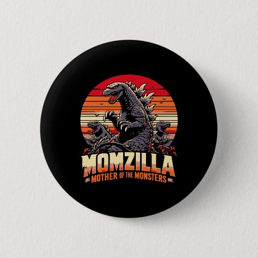Funny Momzilla Mutter von Monstern Retro Geburtsta Button (Vorderseite)