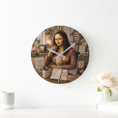 Funny Mona Lisa Administrative Assistant Office Große Wanduhr (Zuhause)