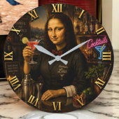 Funny Mona Lisa Bartender Cocktail Bar Decor Große Wanduhr