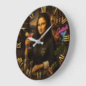 Funny Mona Lisa Bartender Cocktail Bar Decor Große Wanduhr (Winkel)