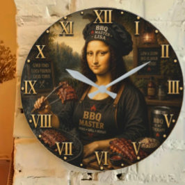 Funny Mona Lisa BBQ Master Barbecue Grill Decor Große Wanduhr