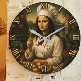 Funny Mona Lisa Chef Kitchen Decor Große Wanduhr