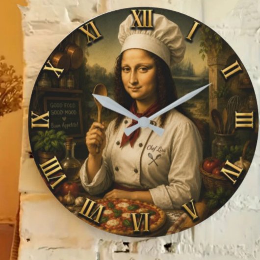 Funny Mona Lisa Chef Kitchen Decor Große Wanduhr