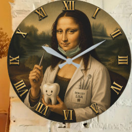 Funny Mona Lisa Dentist Dental Office Decor Große Wanduhr