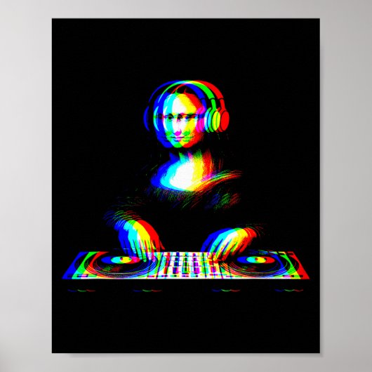 Funny Mona Lisa Dj Varwave Techno Rave Edm Music P Poster (Vorne)