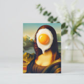 Funny Mona Lisa Egg im Gesicht Postkarte (Stehend Vorderseite)